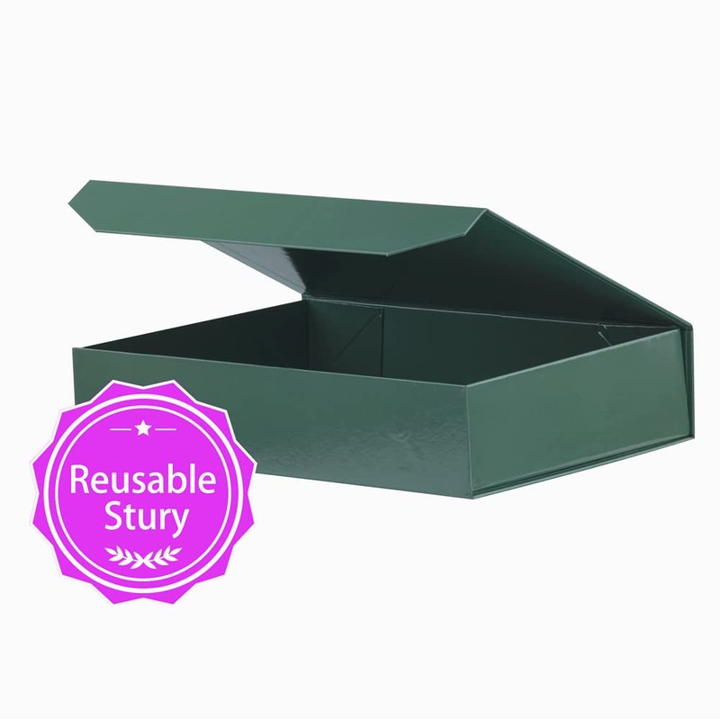 PACKGILO 1 Pack Green Gift Boxes with Lids Small 12