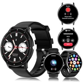 2one Reloj Inteligente, 1.28'' Smartwatch 230 mAh con Llamadas Bluetooth, Pulsómetro, Oxígeno en Sangre, 120+ Modos Deportivos, IP68 Impermeable para Android iOS (Negro)