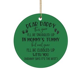 The Improper Mug New Dad Ornament for First Time Daddy Ill Be Snuggled Up in Mommys Tummy Cute Pregnancy Announcement Baby Shower Idea for Him 3 inch Round Ceramic TRE