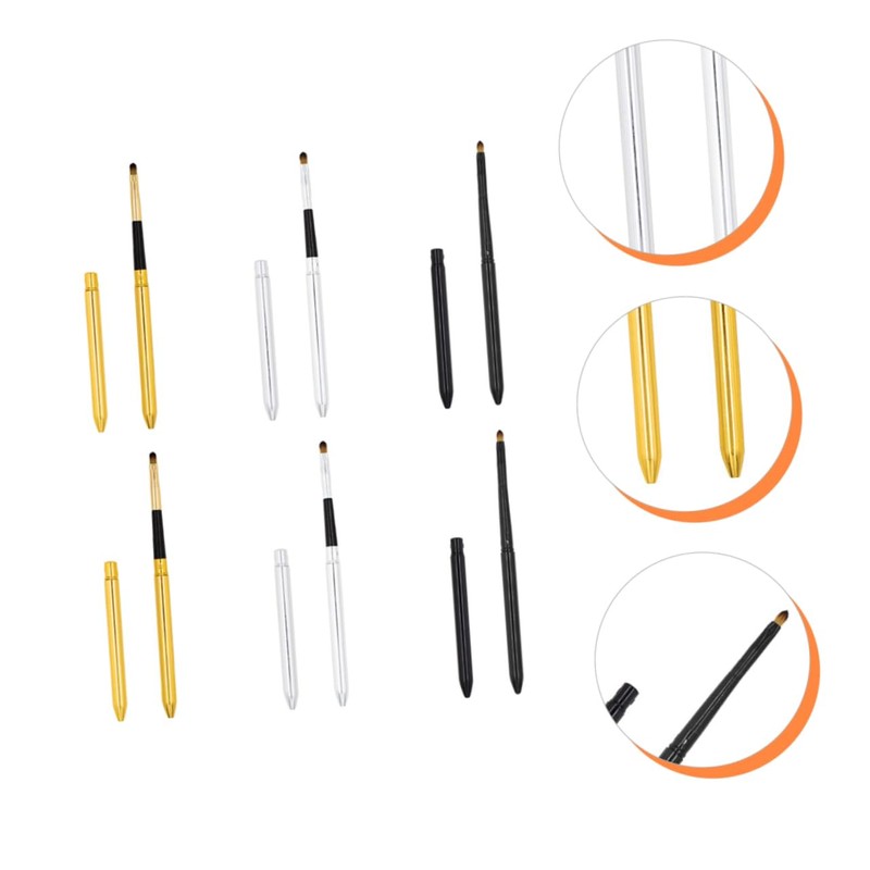 Baluue 6pcs Lip Brush with Covers Portable Makeup Applicators for