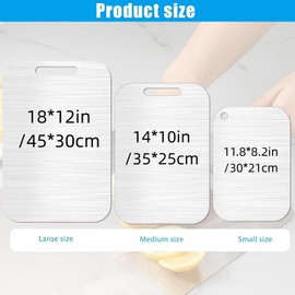 Titanium Cutting Board For Kitchen, 2025 New Upgrade 100% Pure Titanium Cutting Boards for Kitchen Set of 3, Large/Medium/Small Stainless Steel Cutting Board, Metal Cutting Board (S(11.8 * 8.2in))