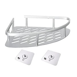 SIMSA-Expert Corner Shower Shelf No Drilling Shower Shelf Shower Bathroom Wall Shelf Bathroom Shelf Aluminium Silver Bathroom Shelf (1 x Corner Shelf)