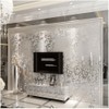 Q QIHANG Sliver Gray Victorian Damask Embossed Textured Non-Woven Material