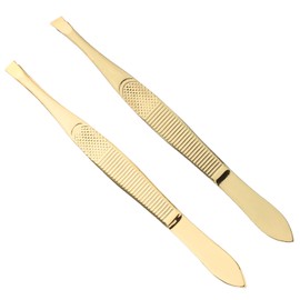 WOONEKY 2pcs Eyebrow Tweezers Flat Oblique Tips for Removal Tool for Women for Personal Professional Grooming