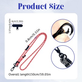 YEJAHY Handy Lanyard, Einstellbar Handykette Abnehmbar, Handyhülle Kette Lanyard, Verstellbares Handyband Kordel, Umhängen Schlüsselband, Ohne Hülle (Rot Rosa)