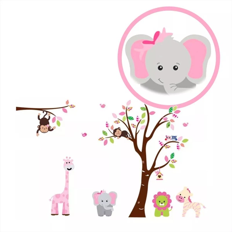 DaraBaby Vinil Árbol Con Búhos Y Animales De La Selva