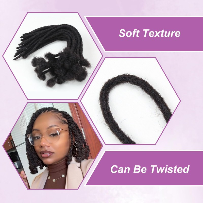 Vecago 6 inch 50 Strands Loc Extensions Human Hair, 0.4cm
