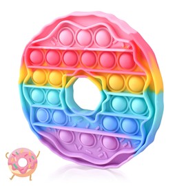Bubble Fidget Sensory Toys,Cute Donut Push Silicone Squeeze Toy for Autism Anxiety Stress Relief Birthday Party Travel Office Classroom Gifts for Kids Girl Boy Adults