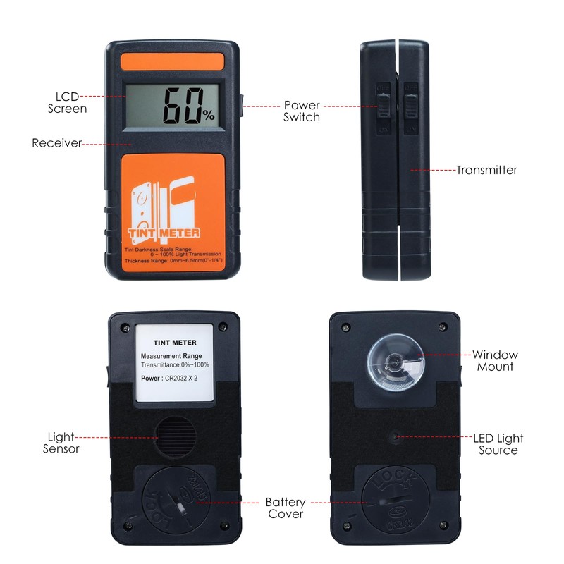 Window Tint Meter Window Tint Reader, 100% VLT Visual Light