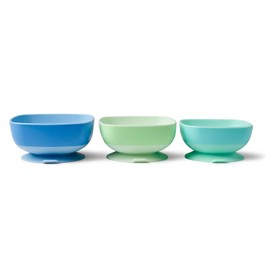 Nuby Toddler Suction Bowls - Baby Weaning Bowls with Easy Release Tab | Stackable Bowls | Baby Weaning Bowls | Pack of 3 (Boy)