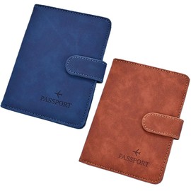 2 Unidades Cartera para Pasaporte RFID, 2 Packs Pasaporte Funda para Hombres y Mujeres, Protector de Pasaporte, Caja Pasaporte Viaje, Billetera de Tarjeta Bolsa de Documentos de Viaje