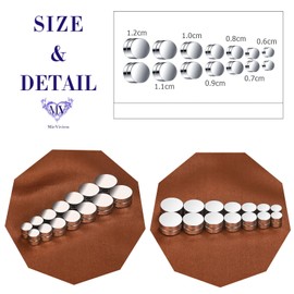 MicVivien 7 Pairs Magnetic Stud Earrings for Men Women Button Dot Magnetic Earrings Non-Piercing Clip On Round Stud Earring Stainless Steel Silver/Black/Gold 6-12mm