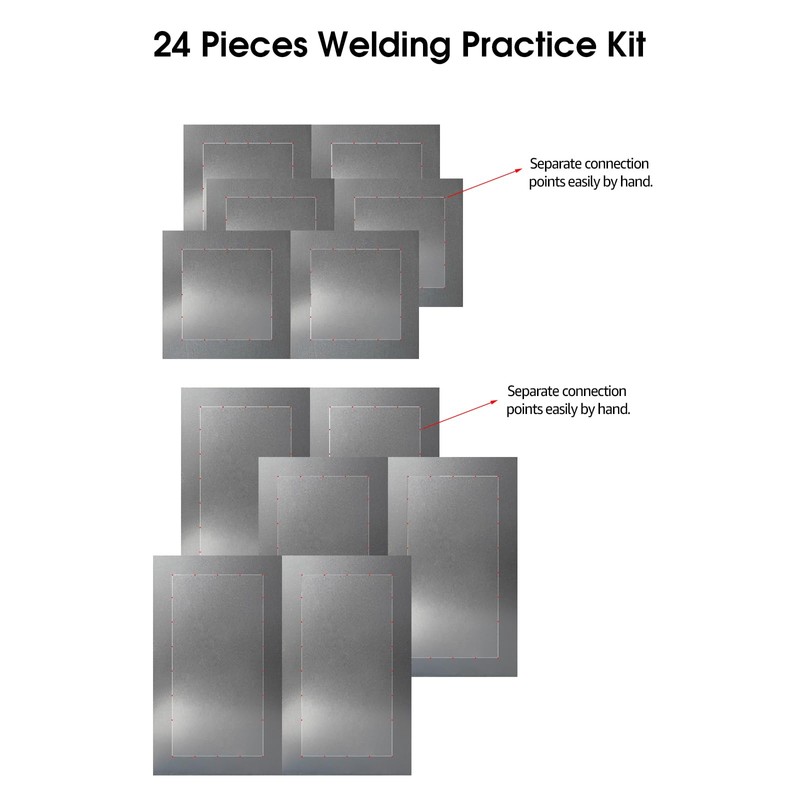 24-Piece Welding Practice Kit, 16 Gauge Steel Welding Coupons for