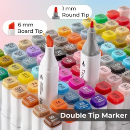 Y YOMA Alcohol Markers, 80 Colors Dual Tip White Barrel, Art Markers Set for Kids and Beginners, Drawing, Coloring, Sketching, Illustration and Coloring Books
