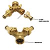 Y Distributor 3/4 Inch Brass Water Distributor, 2-Way Water Connection