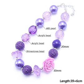 JOYID Children Bubblegum Candy Chunky Bead Necklace Bracelet Set Flower Bow knot Charm Little Princess Jewelry Sweet Gift-Flower