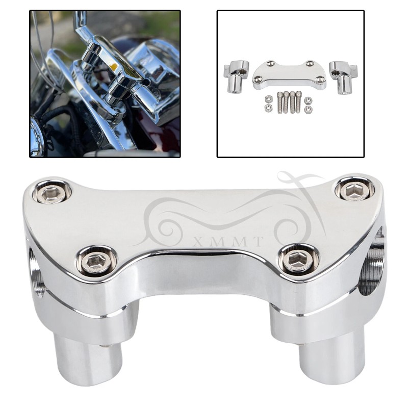 Unbranded Chrome 2" Risers 1" Handlebar Clamp For Harley Softail