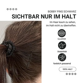 HAARallerliebst® 100 Bobby Pins Black - 5 cm Hair Clips for Women - Extra Strong & Durable - Sustainable Gift Box - Hair Pins for Hairstyles, Hair Styling Accessories (Black, Pack of 100)