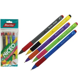 rorito 5 x 0.7mm Tip Niceo BLUE Retractable Ballpoint Pens Non-Smudge Writing