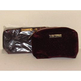 Bobbi Brown 2 Bobbi Brown Red Velvet Cosmetic Bag Bags Set Makeup Maroon Clutch Lot NEW