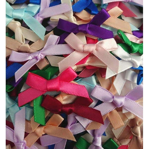 Trucraft 3cm 7mm Satin Ribbon Mini Craft Bows Mixed Pack