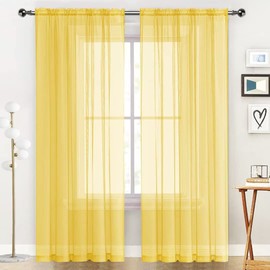 SpaceDresser - Paneles de cortina de gasa transparente con bolsillo para barra de tratamiento de ventana para cocina, recámara, sala de estar, cortinas de filtrado de luz solar, decoración semihogar,