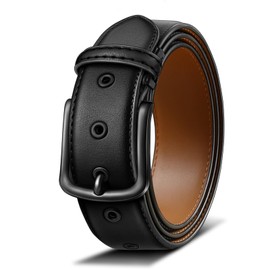 KEMISANT Men Belt, Leather Belt Adjustable For Gift Men Dress Casual Jeans Goft 1 1/2",Cut For Fit(Black,34"-36" Waist Adjustable)