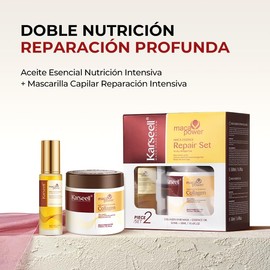 Karseell Collagen Tratamiento Capilar Reparación Profunda Acondicionador Todo Tipo de Cabello 16.90 oz 500ml + Aceite de Argán Suero Capilar para Cabello Seco y Dañado 50ml