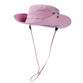 Comhats Ladies Sun Hat with Ponytail Hole Wide Brim Foldable SPF 50 Summer Safari Hats Waterproof for Women Outdoor Sunhat for Fishing Hiking Pink M/L