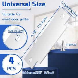 Zonon Door Strike Plate Filler with Screws Carbon Steel Strike Filler Plate T Blank 4-7/8 x 1-1/4 Inch Security Mounting Metal with Hole for Exterior Interior Latch Hardware Replacement (Silver,4 Pcs)
