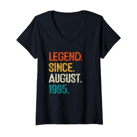 Womens Legend Since August 1995 30th Birthday Gift 30 Year Old V-Neck T-Shirt