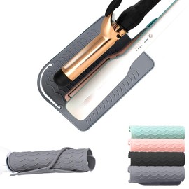 Flat Iron Heat Resistant Silicone Mat for Curling Iron, Hair Straightener Heat Pad, Curling Iron Sleeve, Travel Case Heat Resistant and Other Hair Styling Tools, for Counter, 9 x 6.5 in, Gray