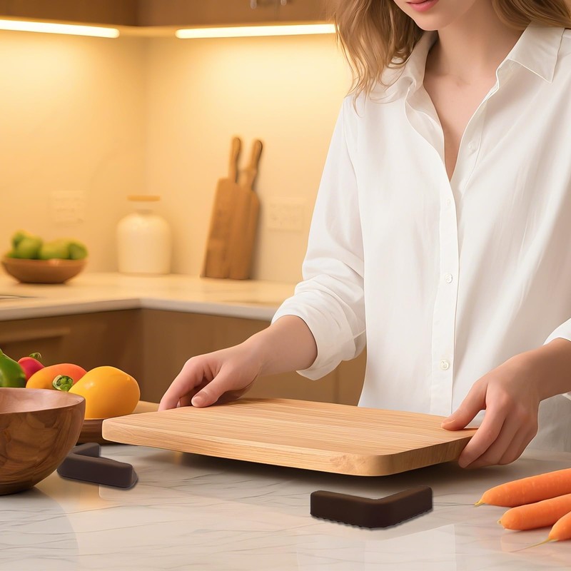 4 Pcs Silicone Non-Slip Cutting Board Feet, Shock-Absorbent Cutting Board