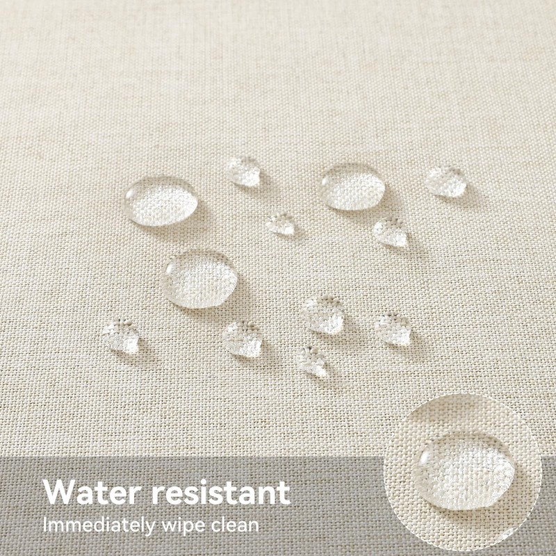 smiry Faux Linen Table Cloth Rectangular 140x220cm, Water resistant Tablecloth