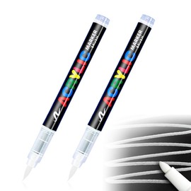 XOXVURI Pack of 2 White Textile Pens Textile Pens Machine Washable Soft Pen 1-5 mm Textile Markers and Waterproof Pens Textile Paint Permanent Fabric Colouring Pens for T-Shirt Fabric Bag Crafts