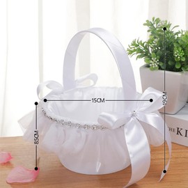 Glorlliant Portable Mini Wedding Flower Baskets for Romantic Wedding, Party with Bow, Flower Girl Basket with Handle 5772#