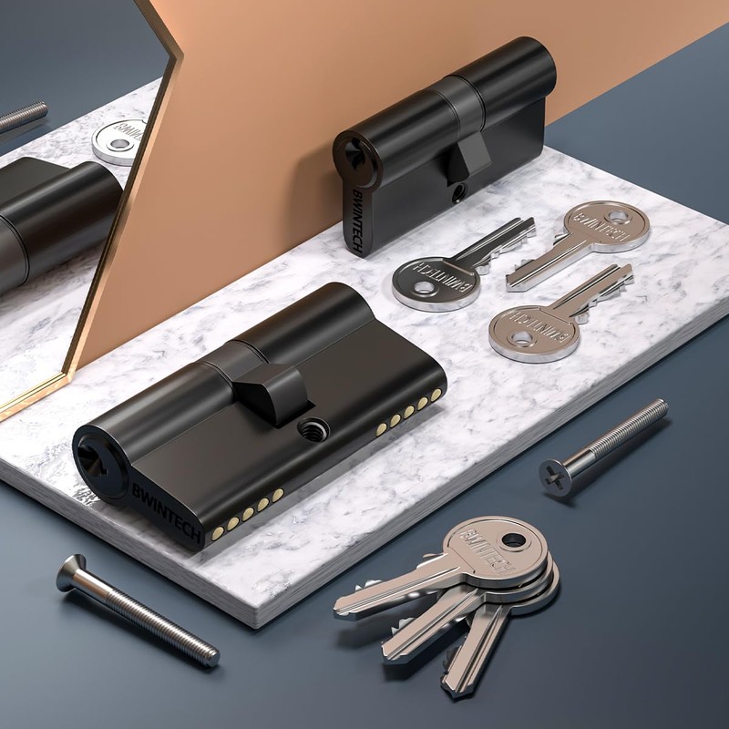 Bwintech 100mm (45/55) Black Cylinder Lock with European Cylinder Lock