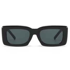 YAMEIZE Retro Rectangle Sunglasses for Women Men Vintage 90s Sunglasses Chunky Thick Square Frame Trendy Sun Glasses UV400 Protection