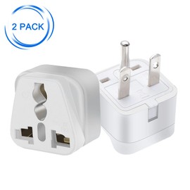 JORINDO 2 pcs NEMA 6-15P Plug Adapter，US 3 Prong Plug to Universal Socket Power Converter for NEMA 5-15P/5-20R/6-15P/6-20P/ EU/AU/US/UK & More Interface Conversion Plug (White)