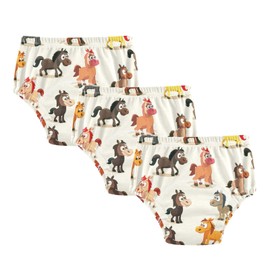 Toddler Training Pants, Small Horses Cotton Potty Training Underwear for Baby Boy Girl 3-Pack