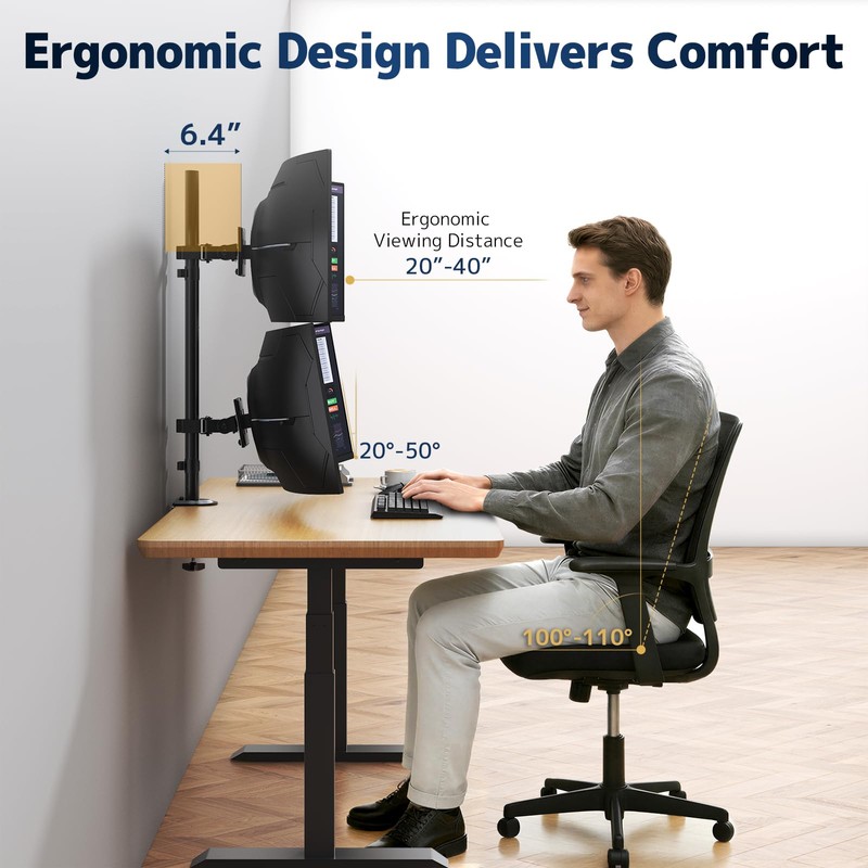 Heavy Duty Dual Monitor-Arm for 17-49'' - Double Vertically Stacked