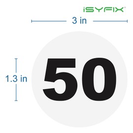 iSYFIX White Consecutive Number Stickers – 1 to 50, 3-inch, 1 set – Vinyl Self Adhesive Premium Decal, Ideal for Inventory, Storage, Organizing, Boxes, Bins, Toolbox, Lockers & More, Indoor/Outdoor