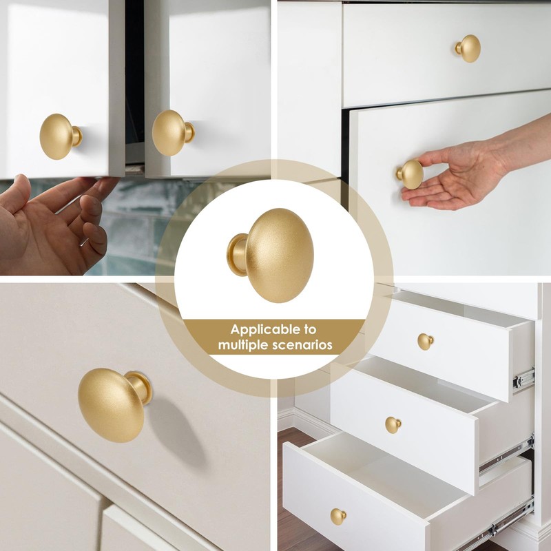 50 Pack Gold Round Cabinet Knobs Drawer Knob Bulk Set/