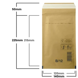 Netuno Pack of 10 Bubble Mailing Envelopes B2 140 x 225 mm Brown Padded Recycled Tear-Resistant Shipping Bag with Air Foil