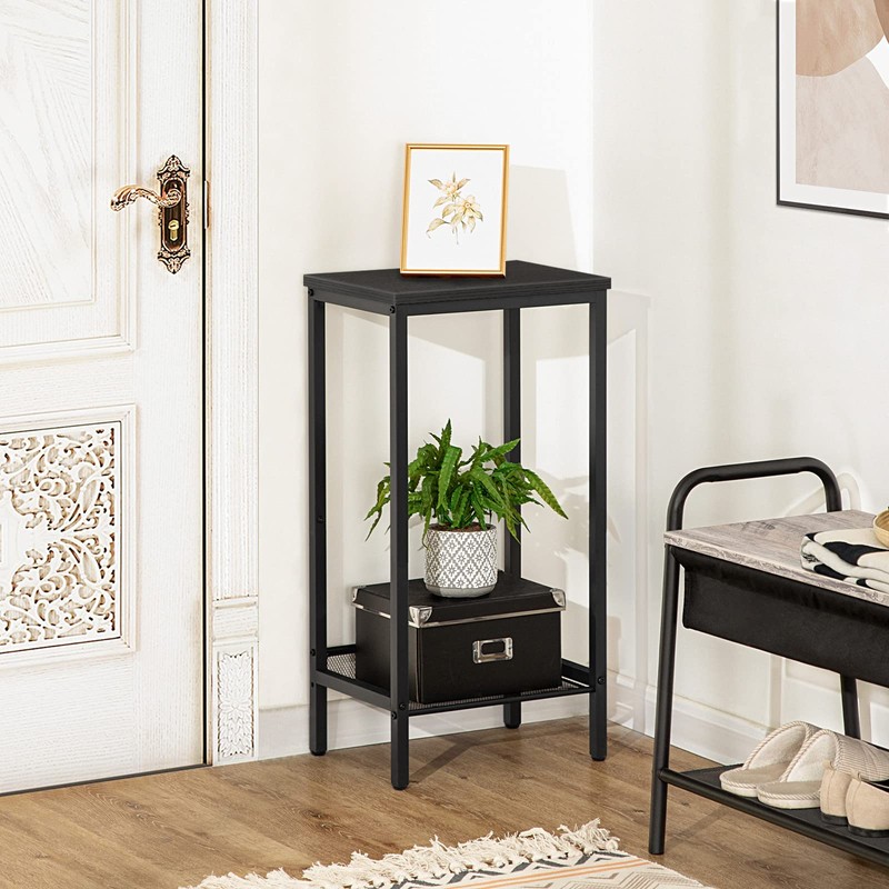HOOBRO Tall Side Table, Industrial End Telephone Table with Adjustable