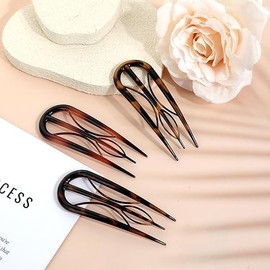 3 Pieces U-Shaped Hairpin, 3 Pieces Elastic Hair Rings, Simple and Fashionable Hair Accessories, French Hair Pin for Women, Creative Hairpin, Bun Styling Accessories