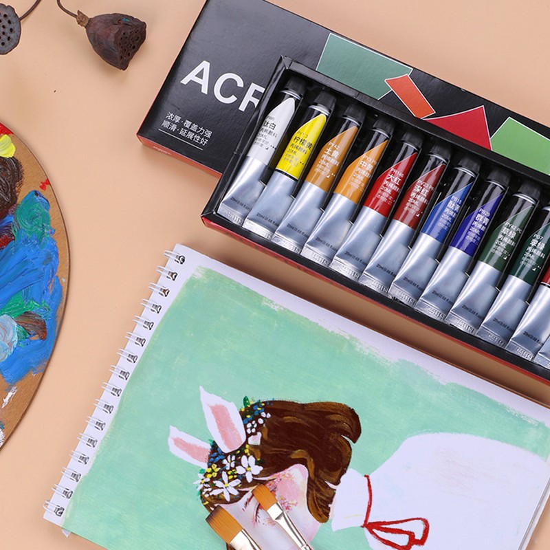 12 Color Acrylic Paint Set Hand Painted Wall Painting Pigment