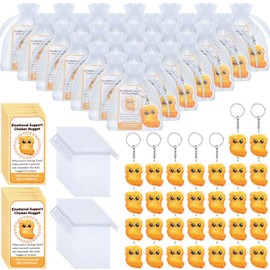 Tondiamo 30 Sets Emotional Support Chicken Nugget Bulk Positive Nugget Keychain with Inspirational Cards for Coworkers Employee