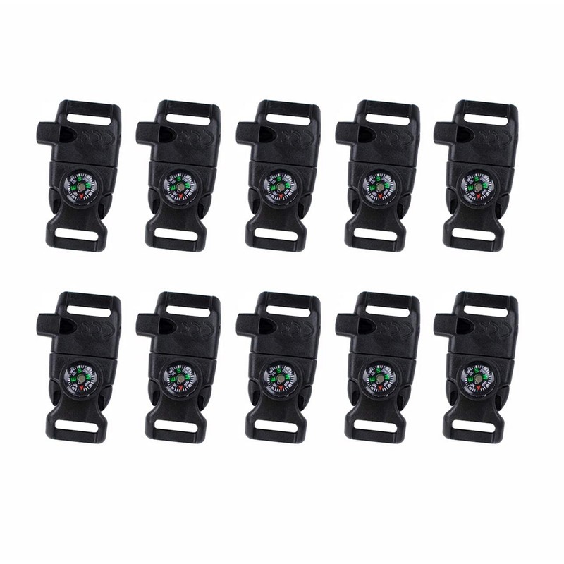 YEHAM 10 PCS Emergency Whistle Buckle Come with Compass&Fire Starter&Flint