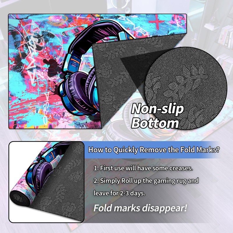 Lacut Game Headset Design Area Rugs, 3D Gamepad Rugs for